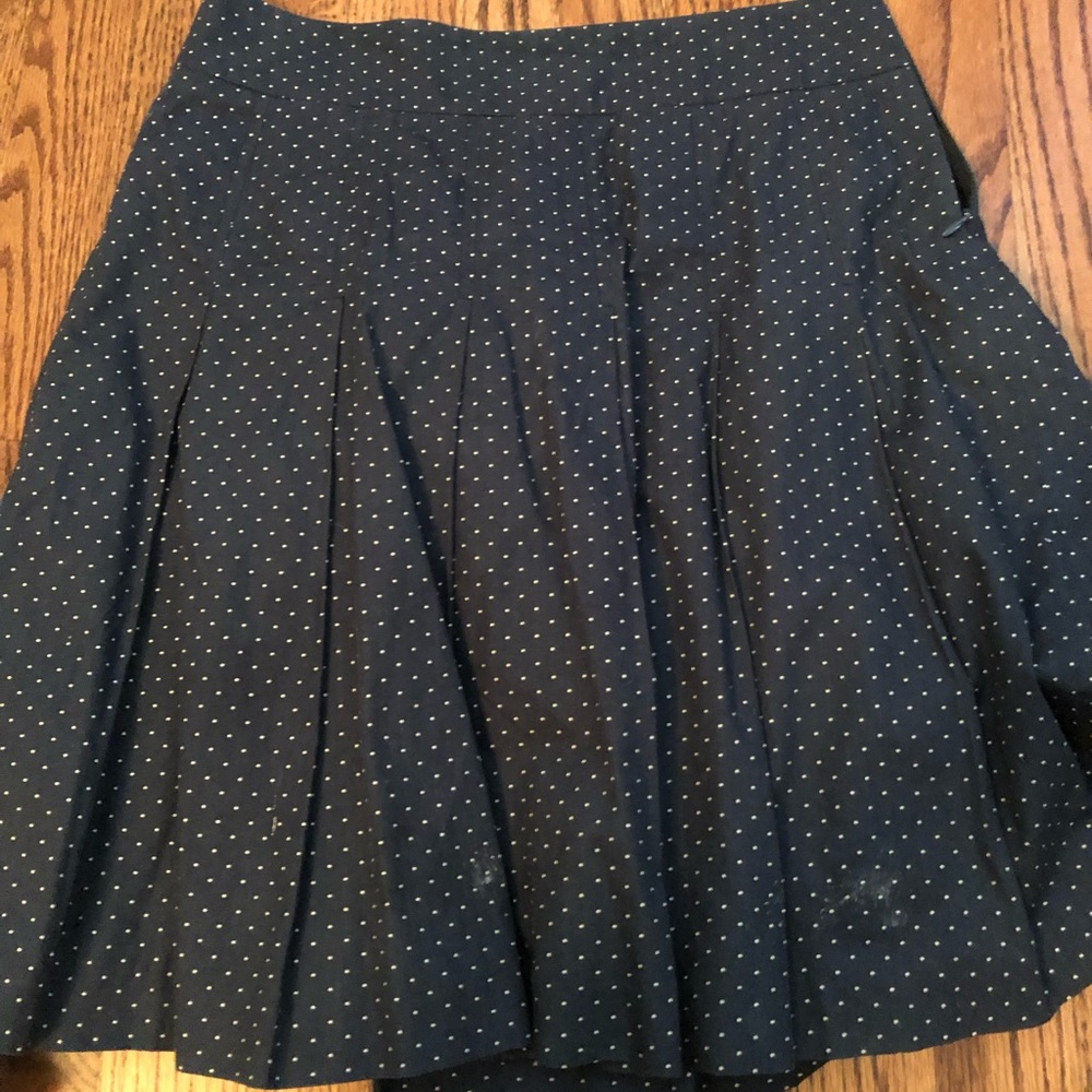 J.Crew navy and white polka dot skirt